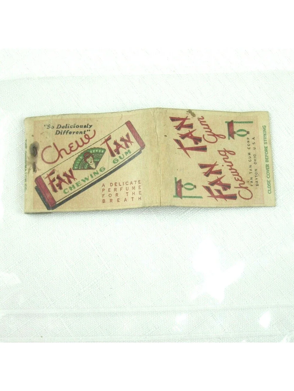 3 Vintage Matchbook Covers Wrigley's Double Mint & Fan Tan Chewing Gum Dayton OH
